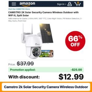CAMSTRO 2K Solar Security Camera Wireless Outdoor Amazon promo code KCD5FBYH – 66% off