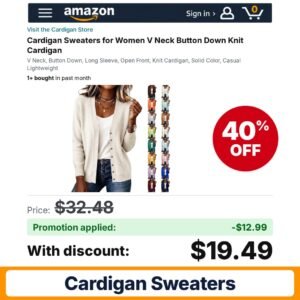 Cardigan Sweaters Amazon promo code HCVA7744 – 40% off
