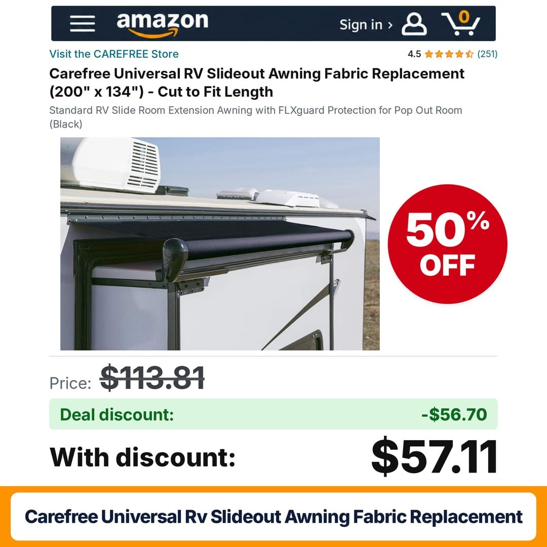 Carefree Universal RV Slideout Awning Fabric Replacement – 50% off