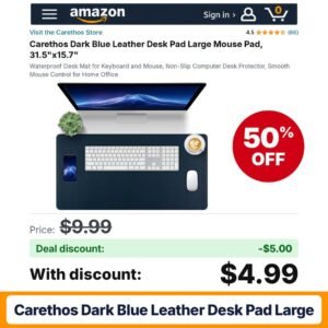 Carethos Dark Blue Leather Desk Pad Large – 50% off