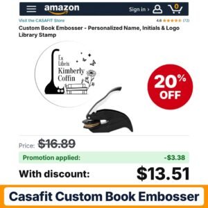 CASAFIT Custom Book Embosser Amazon promo code I9WBJMLT – 20% off