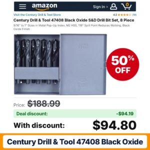 Century Drill & Tool 47408 Black Oxide – 50% off