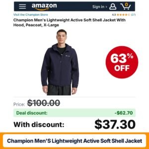 Champion Men's Lightweight Active Soft Shell Jacket – 63% off