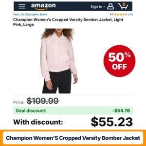Champion Women's Cropped Varsity Bomber Jacket – 50% off