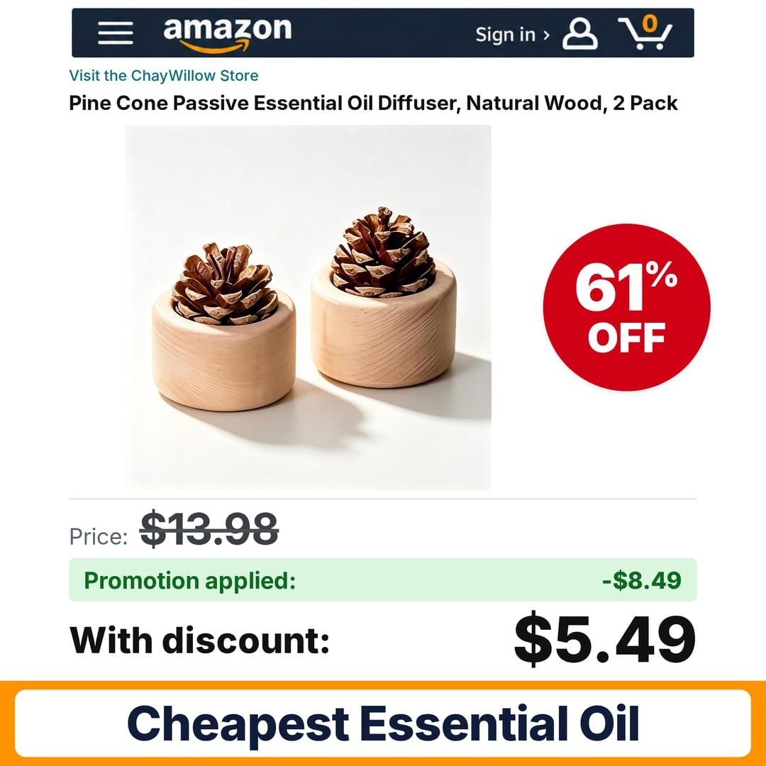 ChayWillow Pine Cone Passive Essential Oil Diffuser Amazon promo code S5XVLCOS – 61% off