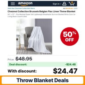 Chezmoi Collection Brussels Belgian Flax Linen Throw – 50% off