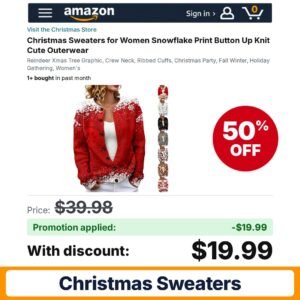 Christmas Sweaters Amazon promo code E1X84107 – 50% off