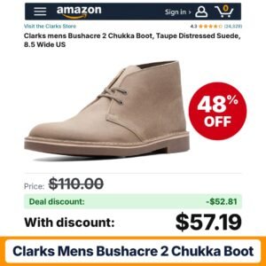 Clarks mens Bushacre 2 Chukka Boot – 48% off