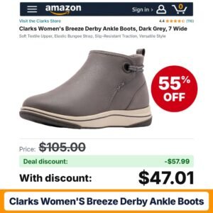Clarks Women's Breeze Derby Ankle Boots 7 Wide – 55% off
