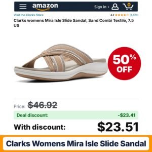 Clarks womens Mira Isle Slide Sandal – 50% off