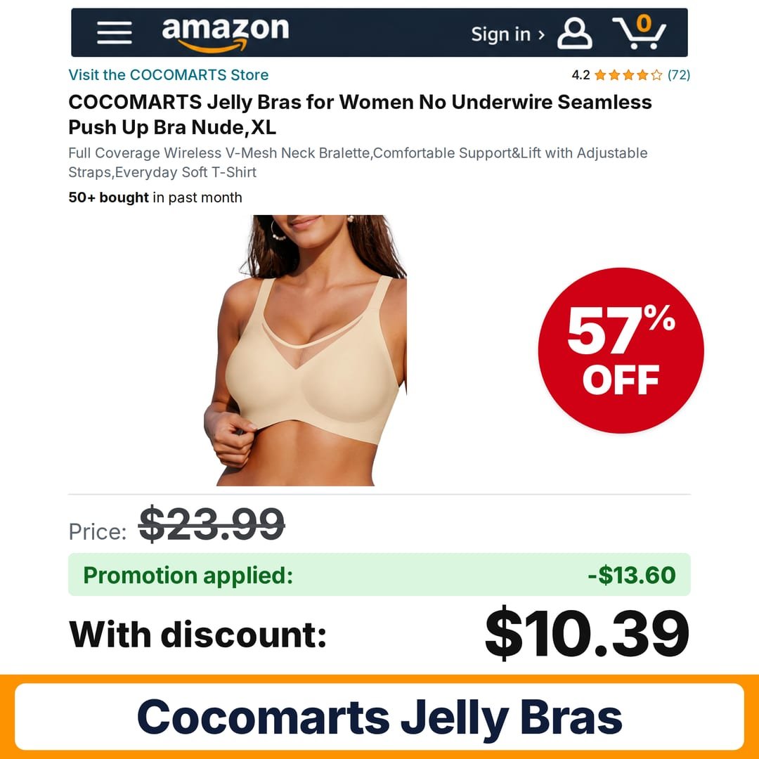 COCOMARTS Jelly Bras Amazon promo code ZUEGLA74 – 57% off