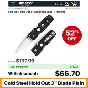Cold Steel Hold Out 3" Blade Plain – 52% off