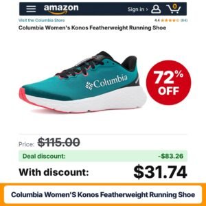 Columbia Women's Konos Featherweight Running Shoe Teal Chloride/Neon Sunrise – 72% off