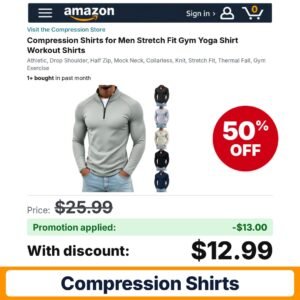 Compression Shirts Amazon promo code R310IZJ3 – 50% off