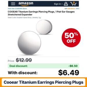 COOEAR Titanium Earrings Piercing Plugs – 50% off