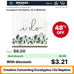 Creative Converting Eucalyptus I Do Napkins – 48% off