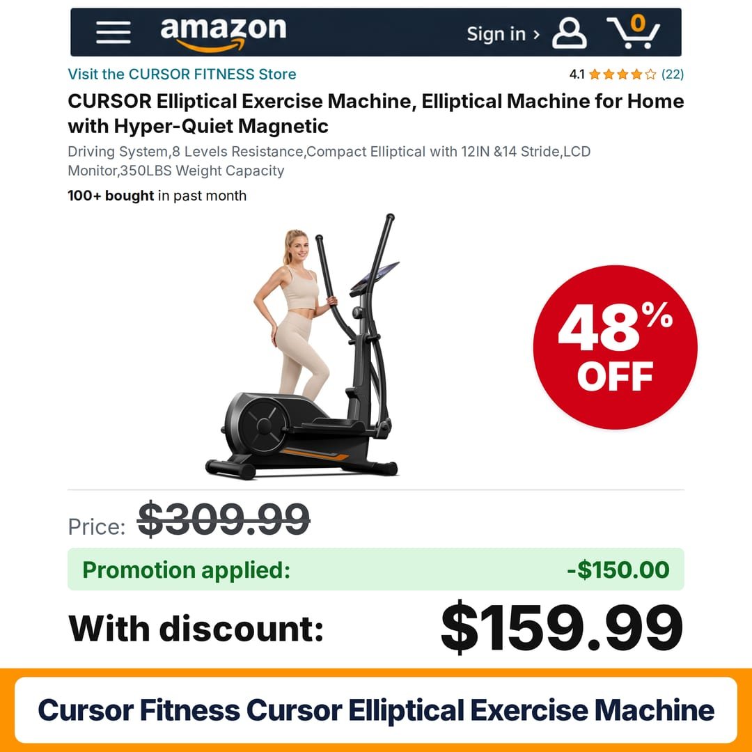 CURSOR FITNESS CURSOR Elliptical Exercise Machine Amazon promo code HP1GZYCJ – 48% off