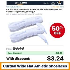 Curtual Wide Flat Athletic Shoelaces White – 50% off