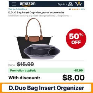 D.DUO Bag Insert Organizer Amazon promo code QOSSJ2EI – 50% off