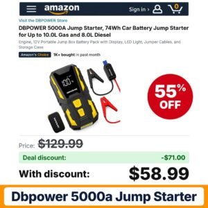 DBPOWER 5000A Jump Starter – 55% off