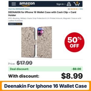 DEENAKIN for iPhone 16 Wallet Case – 50% off