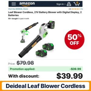 DEIDEAL Leaf Blower Cordless Amazon promo code O90E60K5 – 50% off