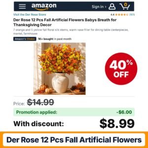 Der Rose 12 Pcs Fall Artificial Flowers Amazon promo code 6J8CSC9B – 40% off