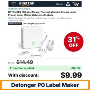 DETONGER P0 Label Maker Amazon promo code P0CODE104 – 31% off