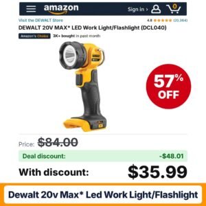 DEWALT 20V MAX* LED Work Light/Flashlight – 57% off