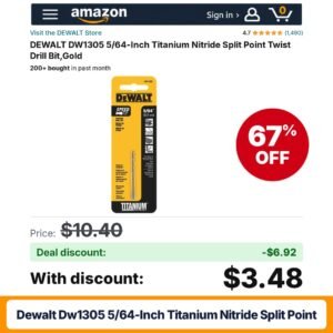 DEWALT DW1305 5/64-Inch Titanium Nitride Split Point – 67% off