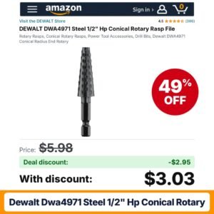 DEWALT DWA4971 Steel 1/2" Hp Conical Rotary – 49% off