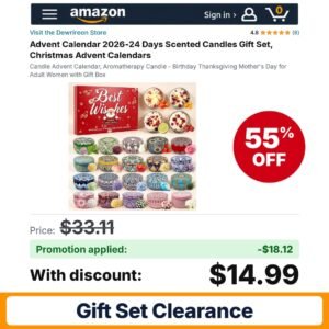 Dewrireon Advent Calendar 2026-24 Days Scented Candles Amazon promo code 69GZNJSJ – 55% off
