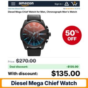 Diesel Mega Chief Watch Black/Iridescent – 50% off