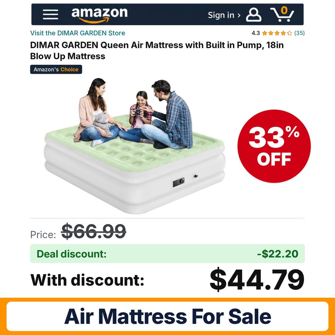 DIMAR GARDEN Queen Air Mattress – 33% off