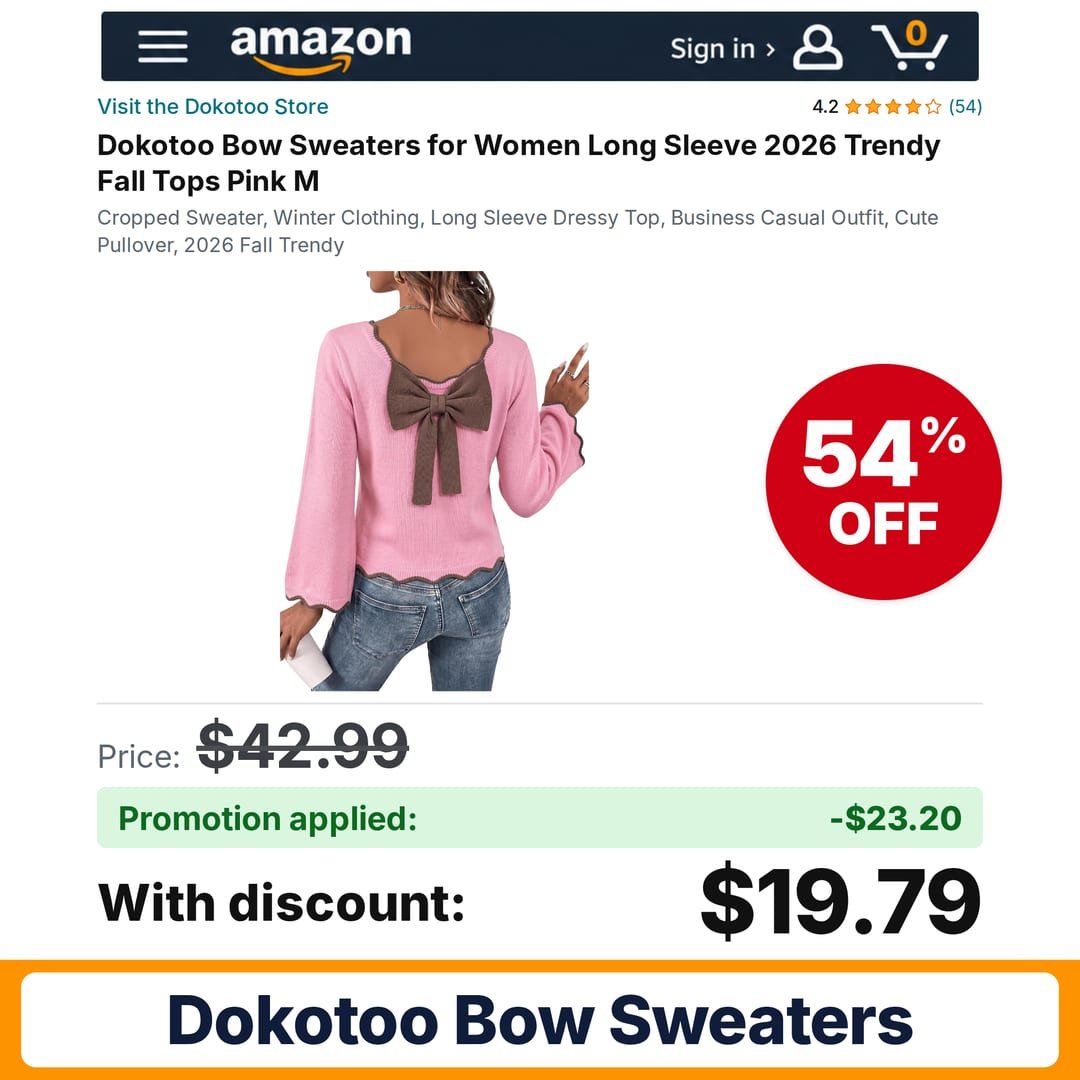 Dokotoo Bow Sweaters Amazon promo code 16XCMV82 – 54% off
