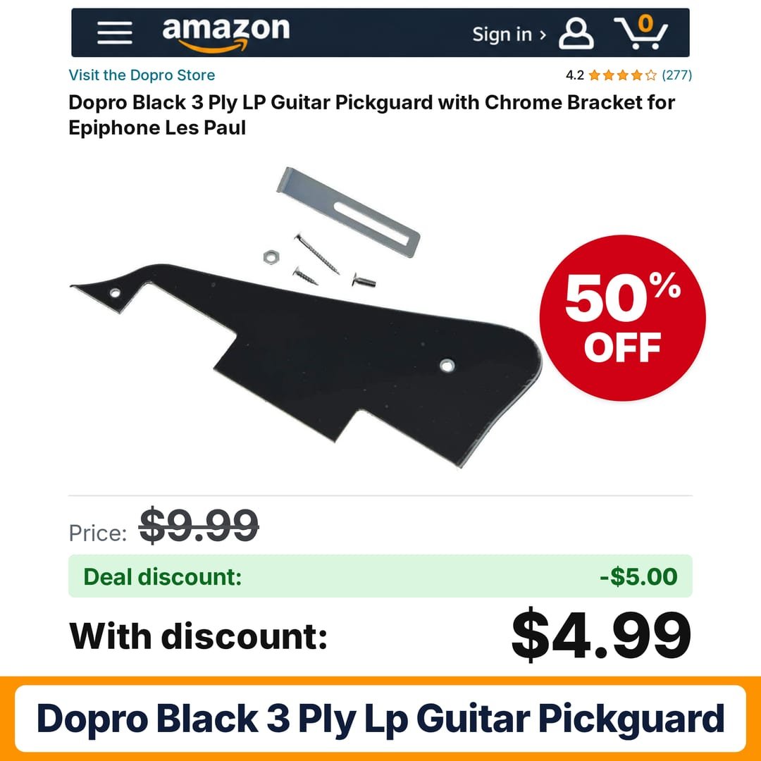 Dopro Black 3 Ply LP Guitar Pickguard – 50% off