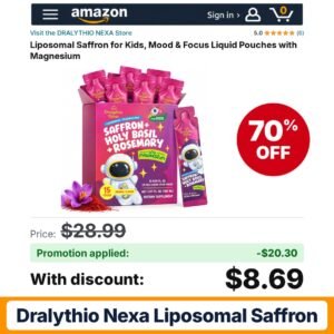 DRALYTHIO NEXA Liposomal Saffron Amazon promo code DDO7W112 – 70% off