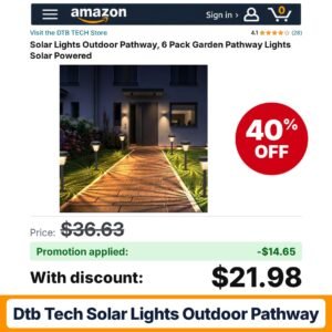 DTB TECH Solar Lights Outdoor Pathway Amazon promo code LUZZNRY1 – 40% off