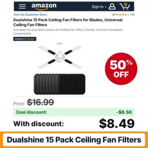 Dualshine 15 Pack Ceiling Fan Filters – 50% off