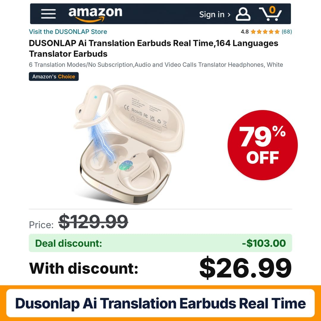 DUSONLAP Ai Translation Earbuds Real Time – 79% off