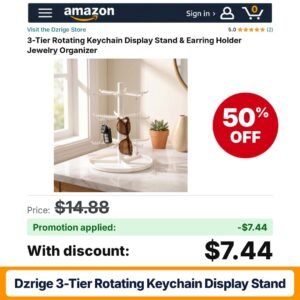 Dzrige 3-Tier Rotating Keychain Display Stand Amazon promo code 6392ZDDE – 50% off
