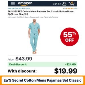 EA'S SECRET Cotton Mens Pajamas Set Classic – 55% off