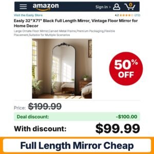 Easly 32"X71" Black Full Length Mirror – 50% off