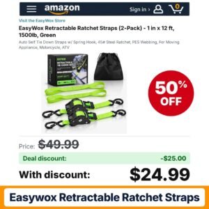 EasyWox Retractable Ratchet Straps – 50% off