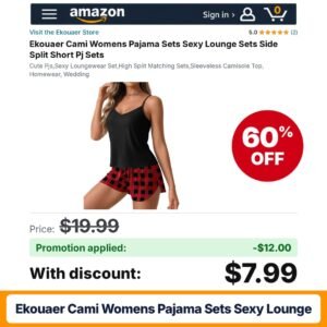 Ekouaer Cami Womens Pajama Sets Sexy Lounge Amazon promo code 4ULXCIY5 – 60% off