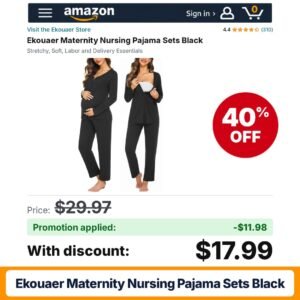 Ekouaer Maternity Nursing Pajama Sets Black Amazon promo code TT1FB3E9 – 40% off