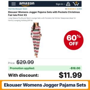Ekouaer Womens Jogger Pajama Sets Amazon promo code RNFDBYSF – 60% off
