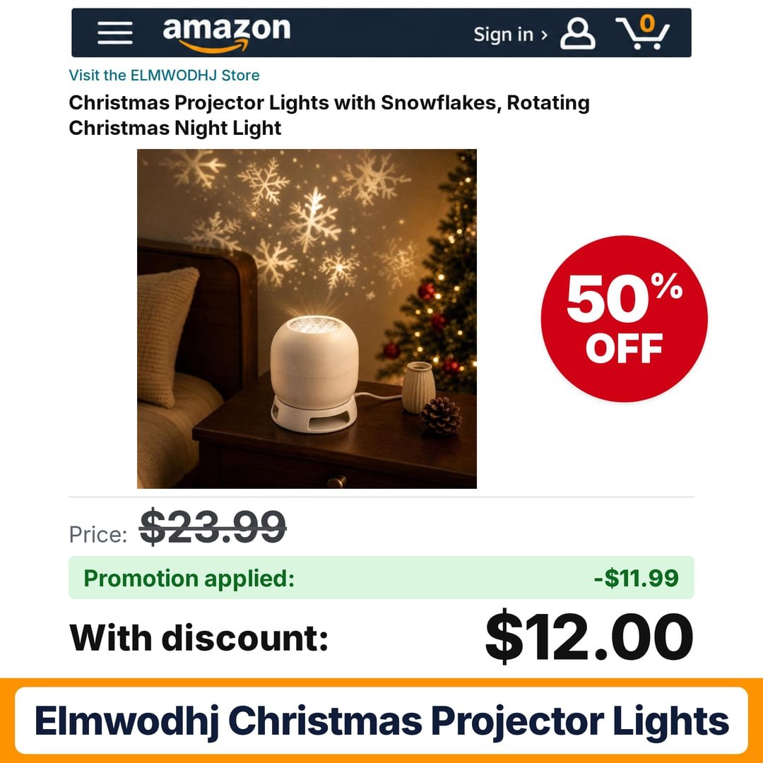 ELMWODHJ Christmas Projector Lights Amazon promo code UAMNNDA1 – 50% off