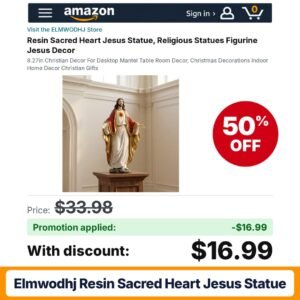 ELMWODHJ Resin Sacred Heart Jesus Statue Amazon promo code 4BGAF4SA – 50% off