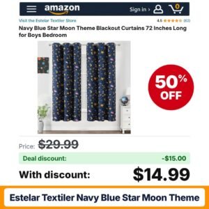Estelar Textiler Navy Blue Star Moon Theme – 50% off